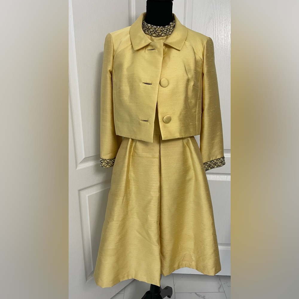 B.Altman & Co Fifth Avenue New York set dress jacket 50’ raw silk embellished